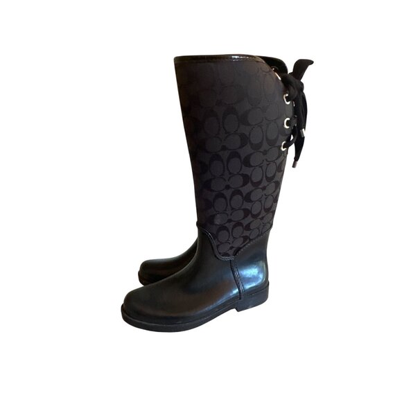 Coach Womens Black Monogram Knee-High Rain Boots Size 9 - Picture 4 of 9